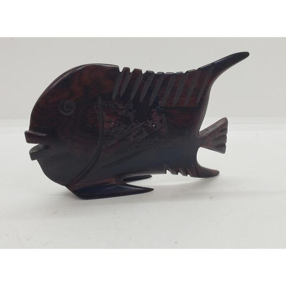 Vintage Hand Carved Wood Fish Figurine Sculpture Home Decor Folk Art Angel - Picture 4 of 9